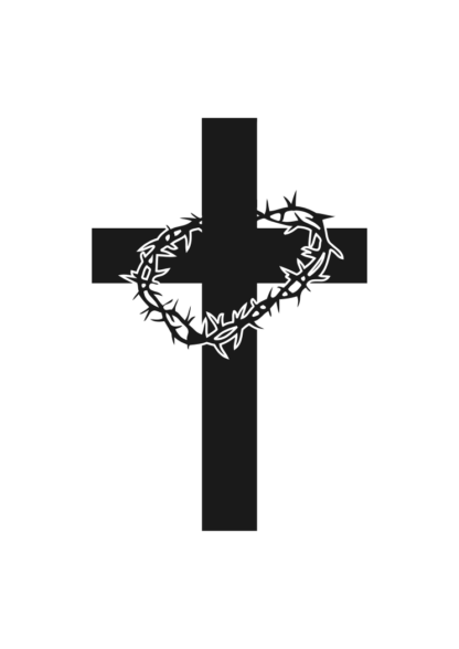 Cross and Thorn Crown Christian Symbol Free SVG File