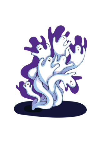 Flying Scary Ghost with Shadows Clipart Free SVG File
