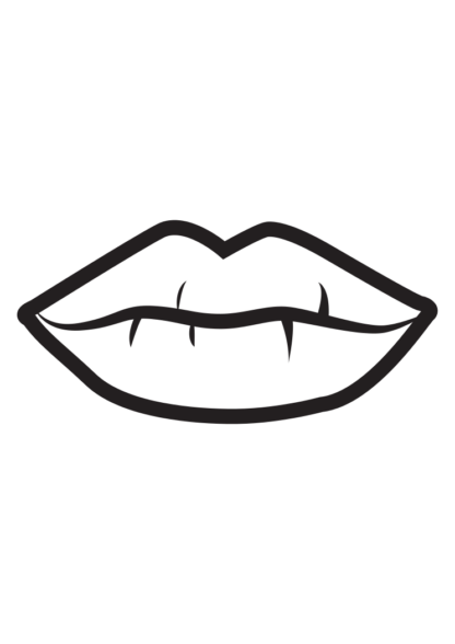 Lips Black and White Outline Free SVG File