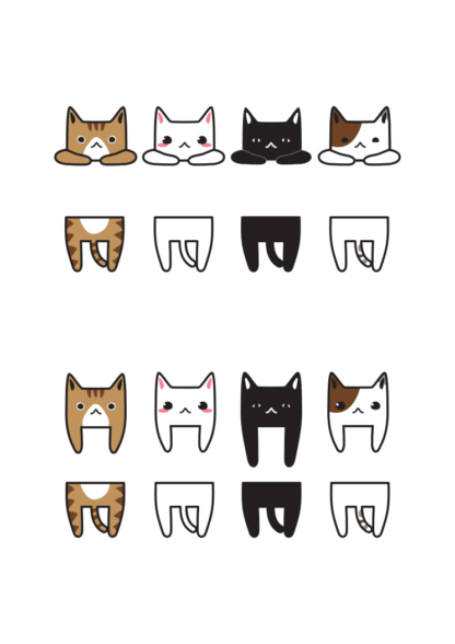 Split Cat for Text Monogram Clipart Free SVG File