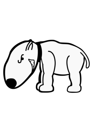 Angry Dog Bull Terrier Black and White Clipart Free SVG File