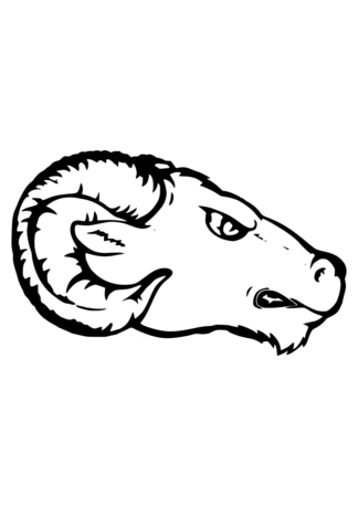 Aries Ram Head Tattoo Black and White Clipart Free SVG File