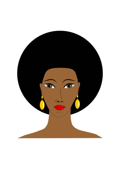 Black Afro Woman with Earrings Clipart Free SVG File