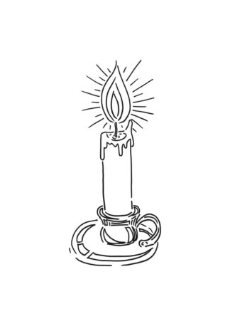 Burning Candle with Flame Outline Free SVG File