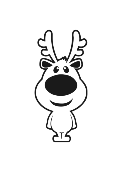 Cute Cartoon Reindeers Black and White - free svg file for members