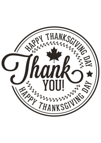 Happy Thanksgiving Thank You Black and White Clipart Free SVG File