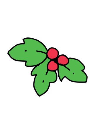 Holly Leaves with Berries Clipart Free SVG  File