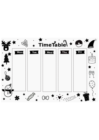 Christmas Time Table Black and White Clipart Free SVG File