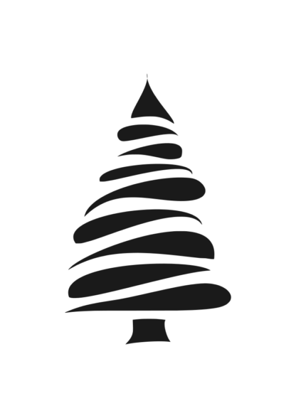 Christmas Tree Art Black and White Clipart - free svg file for members