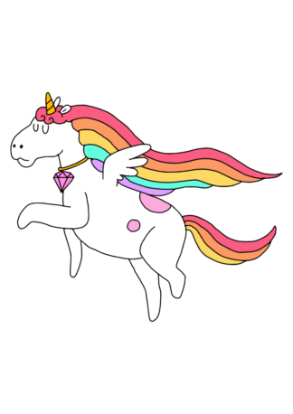 Rainbow Flying Unicorn with Wings Clipart Free SVG File