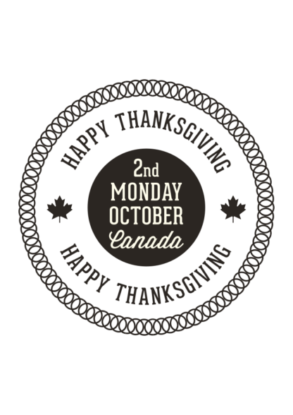 Canada Happy Thanksgiving Logo Black and White Clipart Free SVG File