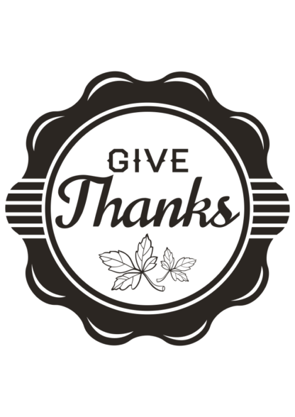 Give Thanks Symbol Black and White Clipart Free SVG File