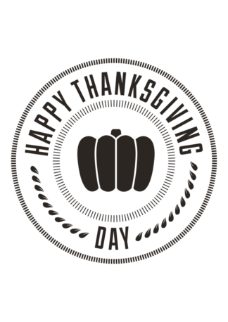 Happy Thanksgiving Day Logo Black and White Clipart Free SVG File