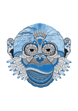 Monkey Head Mandala Zentangle Clipart Free SVG File