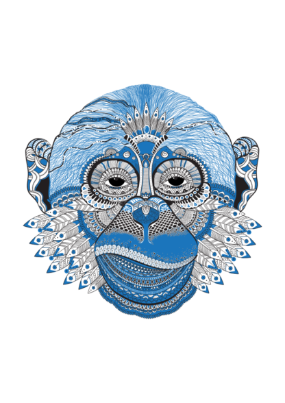 Monkey Head Mandala Zentangle Clipart Free SVG File