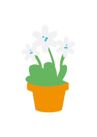 White Bloom Flower in Pot Clipart Free SVG File