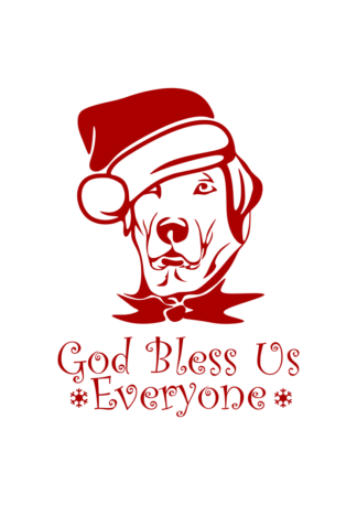 God Bless Us Everyone Christmas Dog Clipart Free SVG File