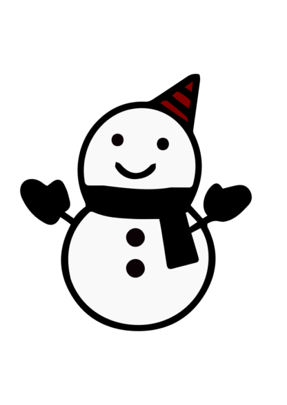 Snowman with Hat and Scarf Clipart Free SVG File