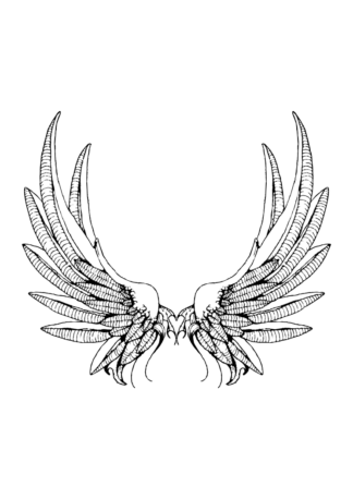 Angel Wings Black and White Clipart Free SVG File