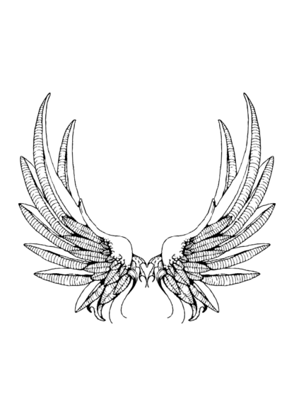 Angel Wings Black and White Clipart Free SVG File