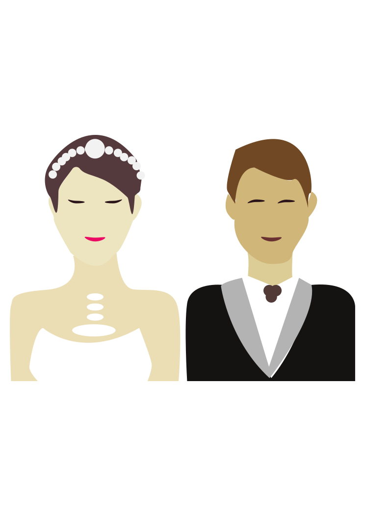 bride and groom in heart clipart