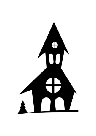 Church Silhouette Black and White Free SVG File