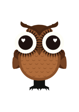 Love Owl with Hearts in Eyes Clipart Free SVG File