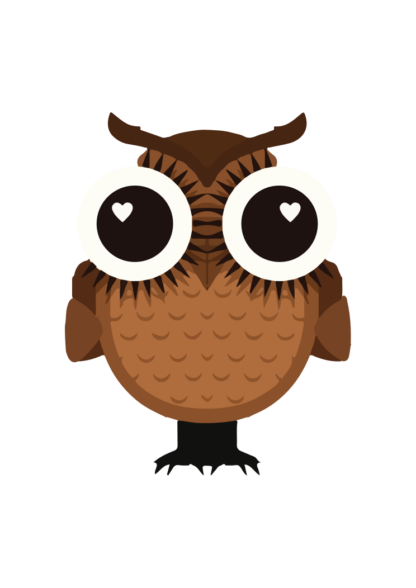 Love Owl with Hearts in Eyes Clipart Free SVG File