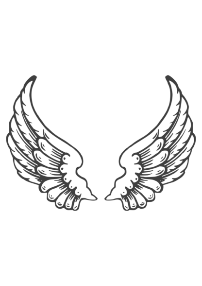 SImple Angel Wings Black and White Clipart Free SVG File