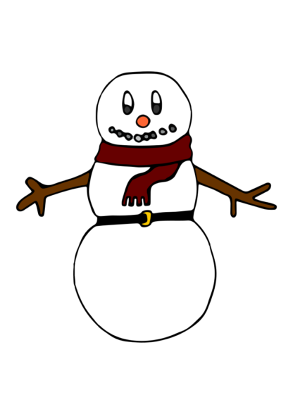 Snowman with Scarf Clipart Free SVG File