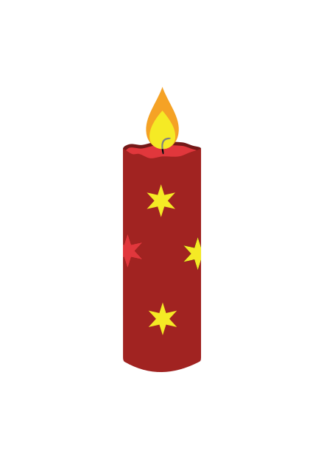 Christmas Candle With Stars Clipart Free SVG File