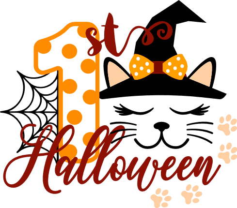 1st-halloween-cat-face-with-witch-hat-baby-free-svg-file-SvgHeart.Com