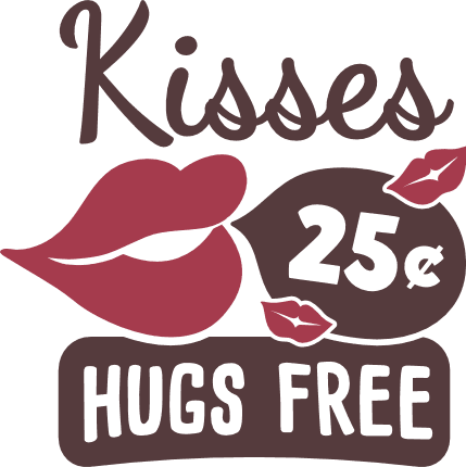 Kisses 25c Hugs Free, Funny Valentine's Day Free Svg File | SVG Heart
