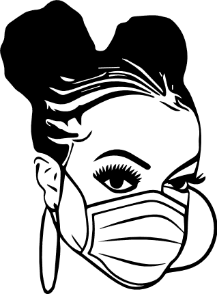 black-girl-with-face-mask-and-earrings-woman-free-svg-file-SvgHeart.Com