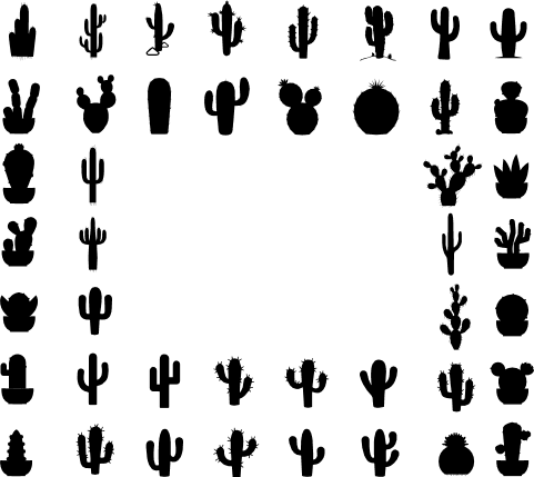 cactus-bundle-silhouette-succulent-free-svg-file-SvgHeart.Com