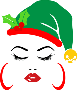 christmas-girl-with-elf-hat-and-earrings-holiday-free-svg-file-SvgHeart.Com