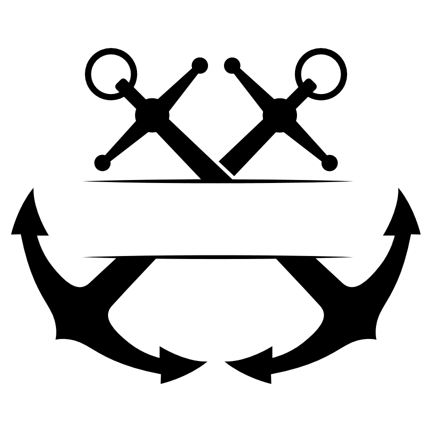 crossed-anchor-split-text-frame-shipping-port-free-svg-file-SvgHeart.Com