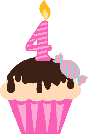 cupcake-with-number-4-candle-and-candy-birthday-free-svg-file-SvgHeart.Com