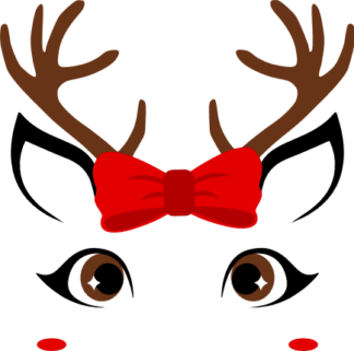 cute-reindeer-face-with-bow-christmas-free-svg-file-SvgHeart.Com