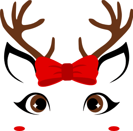cute-reindeer-face-with-bow-christmas-free-svg-file-SvgHeart.Com