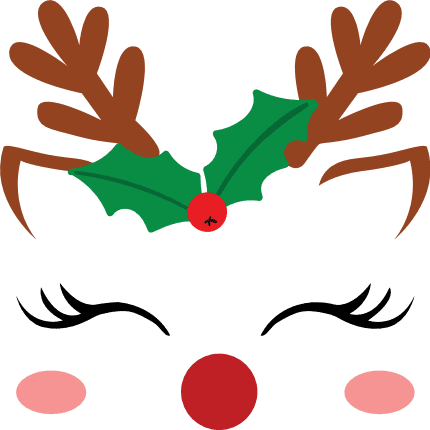 cute-reindeer-face-with-holly-leaves-christmas-svg-SvgHeart.Com