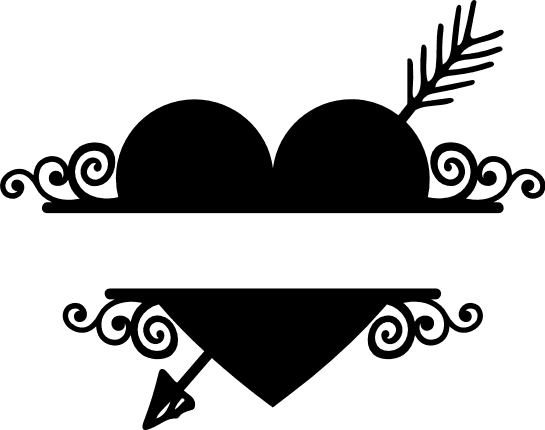 decorative-ornamental-heart-with-arrow-split-text-frame-free-svg-file-SvgHeart.Com