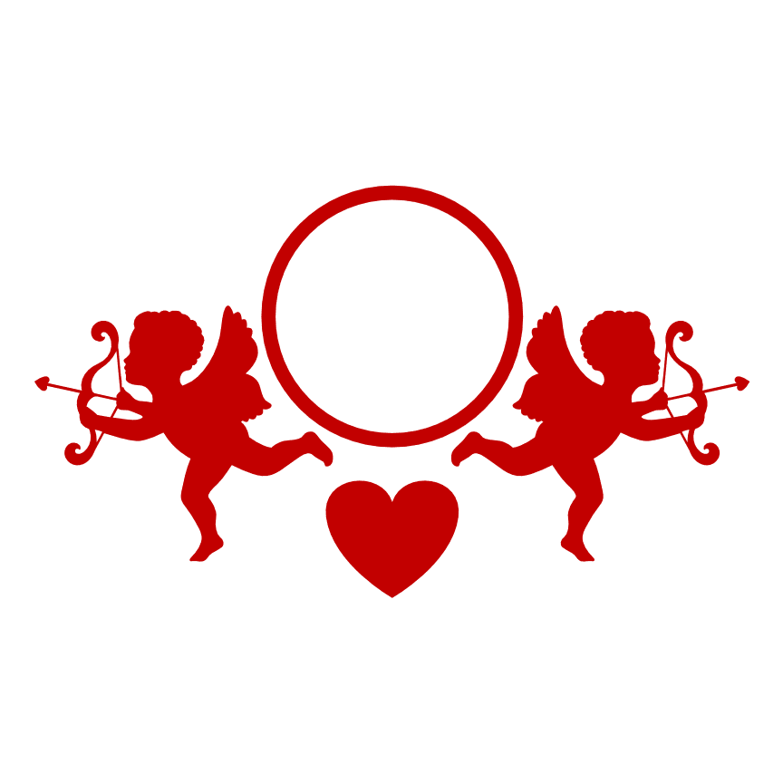 double-cupid-monogram-frame-valentines-day-free-svg-file-SvgHeart.Com