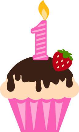 dripping-cupcake-with-number-1-candle-and-strawberry-birthday-free-svg-file-SvgHeart.Com