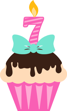 dripping-cupcake-with-number-7-candle-and-bow-birthday-free-svg-file-SvgHeart.Com