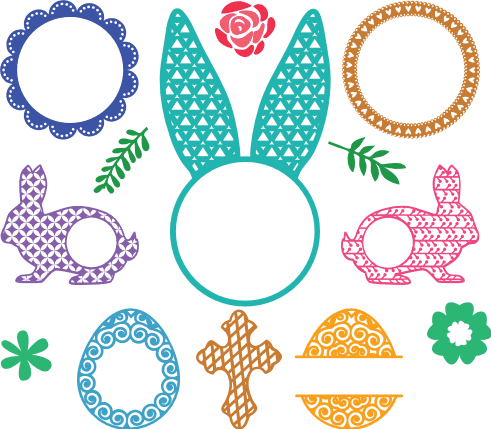 easter-monogram-frame-bundle-cross-rabbit-flowers-free-svg-file-SvgHeart.Com