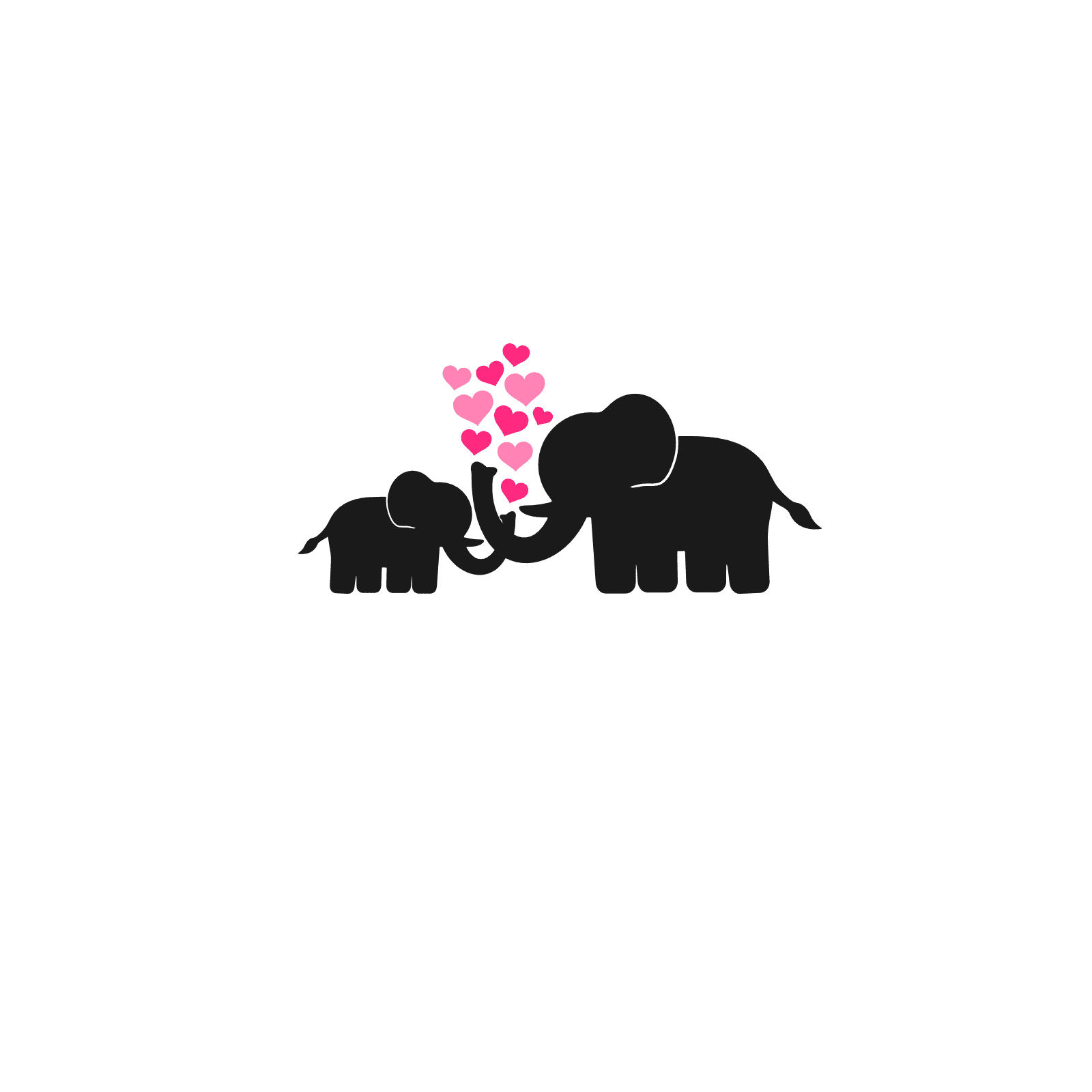 Elephants With Hearts, Love Free Svg File - SVG Heart