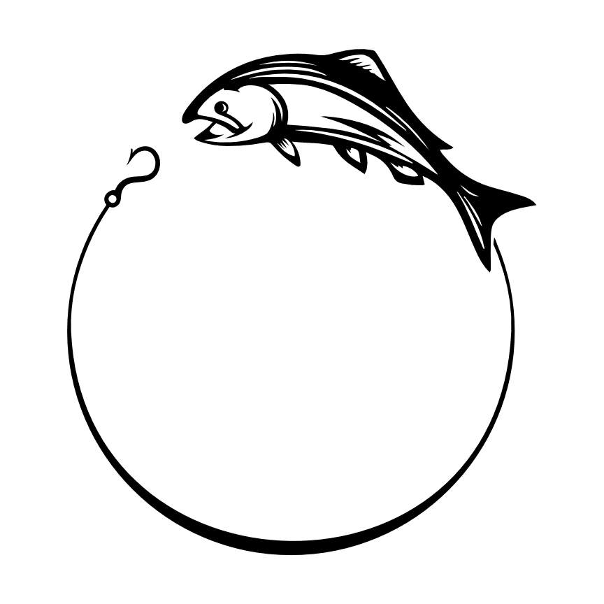 Hook in a circle of fishing line and fish Vector Image