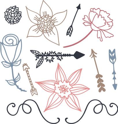 floral-elements-bundle-blooms-rose-arrows-free-svg-file-SvgHeart.Com