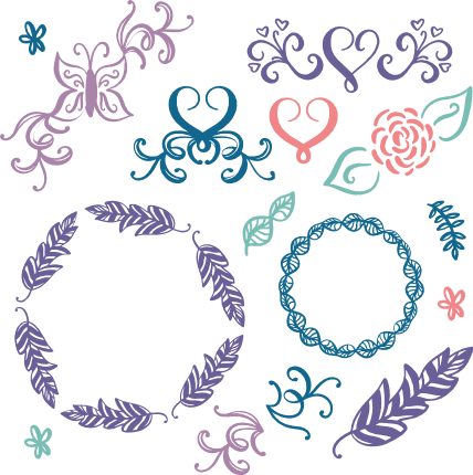 floral-elements-bundle-feathers-circle-decorative-free-svg-file-SvgHeart.Com